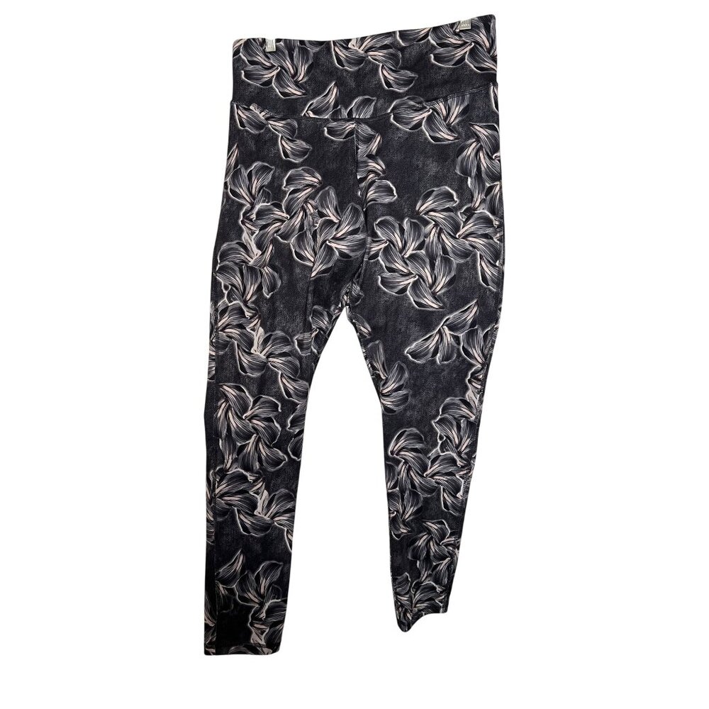 Champion XXL  Leggings -Floral Black White High Waist Stretchy Activewear Yoga